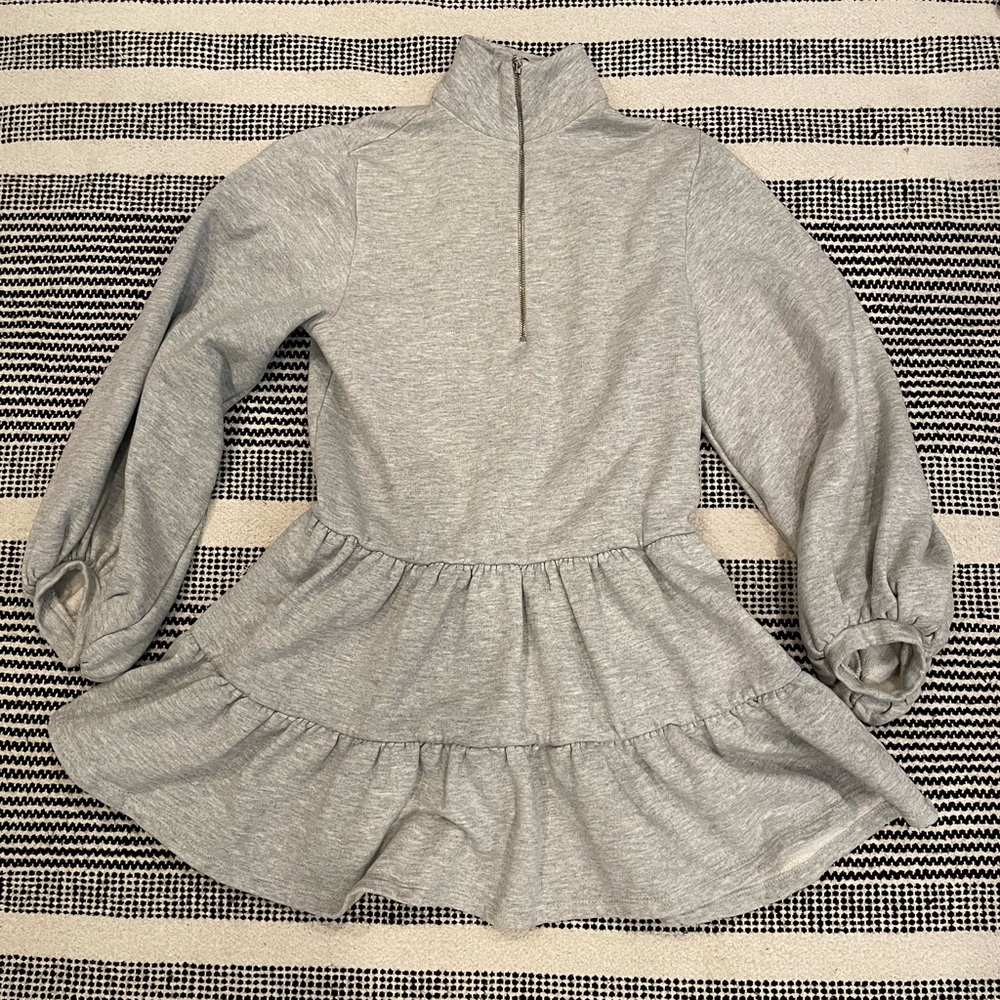Topshop Light Gray Tiered Mini Dress